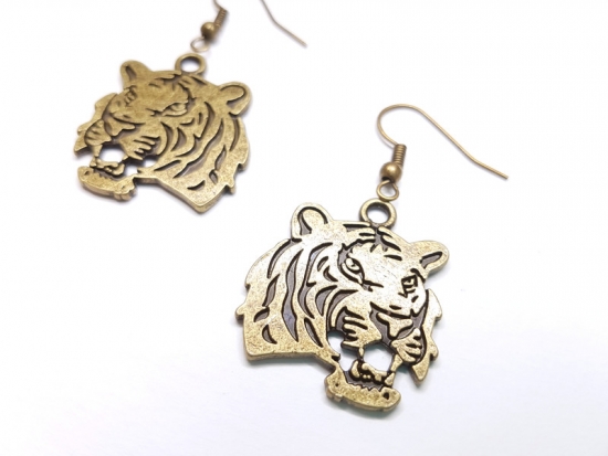 Preview: Tiger Ohrringe Vintage Optik Zoo